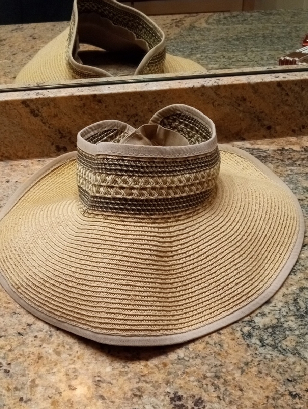 Sun N Sand Yellow Straw Sun Hat  Headwear. Open top, Velcro Adjustable. - Picture 2 of 6